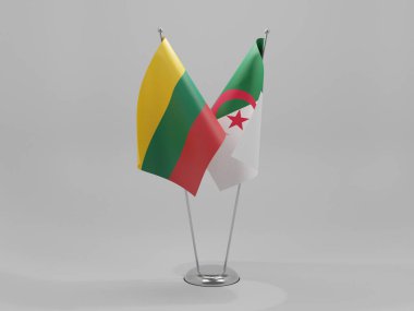 Cezayir - Litvanya İşbirliği Bayrakları, Beyaz Arkaplan - 3D Render