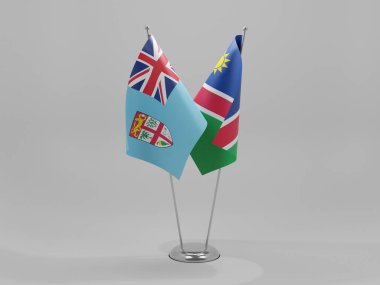 Namibya - Fiji İşbirliği Bayrakları, Beyaz Arkaplan - 3D Render