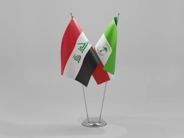 Ekvator Ginesi - Irak İşbirliği Bayrakları, Beyaz Arkaplan - 3D Yapılandırma