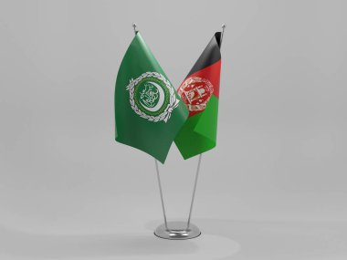 Afganistan - Arap Birliği İşbirliği Bayrakları, Beyaz Arkaplan - 3D Yapılandırma