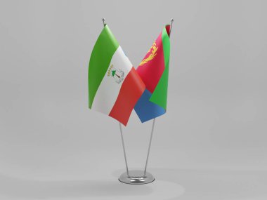 Eritre - Ekvator Ginesi İşbirliği Bayrakları, Beyaz Arkaplan - 3D Render