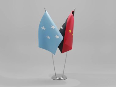 Papua Yeni Gine - Mikronezya İşbirliği Bayrakları, Beyaz Arkaplan - 3D Render