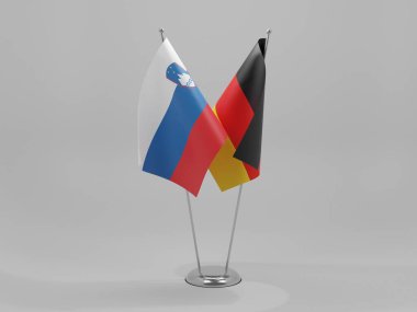 Almanya - Slovenya İşbirliği Bayrakları, Beyaz Arkaplan - 3D Hazırlama