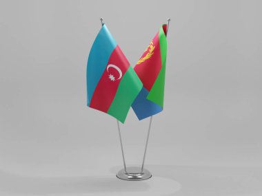 Eritre - Azerbaycan İşbirliği Bayrakları, Beyaz Arkaplan - 3D Render
