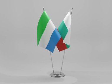 Bulgaristan - Sierra Leone İşbirliği Bayrakları, Beyaz Arkaplan - 3D Render
