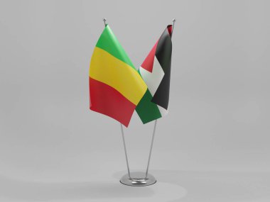 Ürdün - Mali İşbirliği Bayrakları, Beyaz Arkaplan - 3B Hazırlama