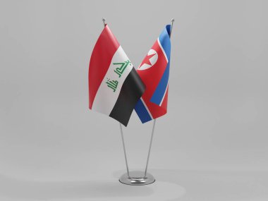 Kuzey Kore - Irak İşbirliği Bayrakları, Beyaz Arkaplan - 3D Yapılandırma