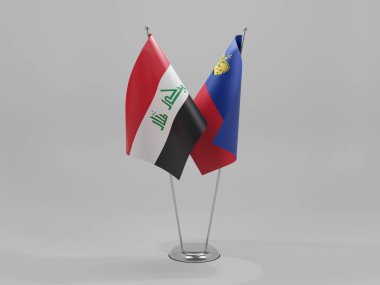 Lihtenştayn - Irak İşbirliği Bayrakları, Beyaz Arkaplan - 3D Yapılandırma