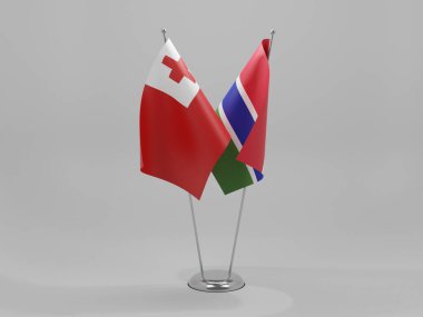 Gambiya - Tonga İşbirliği Bayrakları, Beyaz Arkaplan - 3D Render
