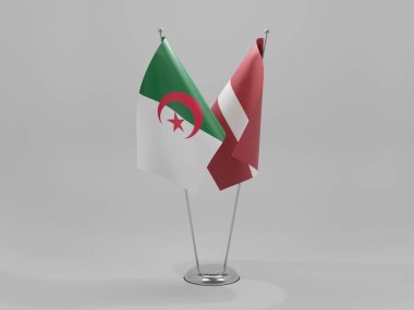 Letonya - Cezayir İşbirliği Bayrakları, Beyaz Arkaplan - 3D Render