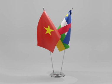 Orta Afrika Cumhuriyeti - Vietnam İşbirliği Bayrakları, Beyaz Arkaplan - 3D Render