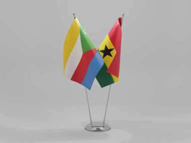 Gana - Komoros İşbirliği Bayrakları, Beyaz Arkaplan - 3D Render