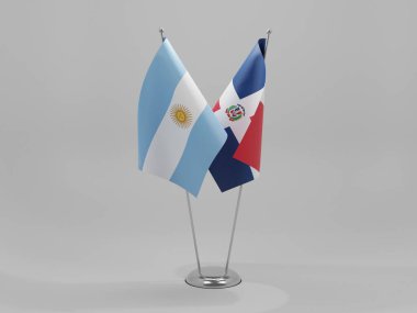 Dominik Cumhuriyeti - Arjantin İşbirliği Bayrakları, Beyaz Arkaplan - 3D Render