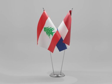 Hollanda - Lübnan İşbirliği Bayrakları, Beyaz Arkaplan - 3D Render