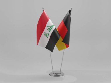 Almanya - Irak İşbirliği Bayrakları, Beyaz Arkaplan - 3D Yapılandırma