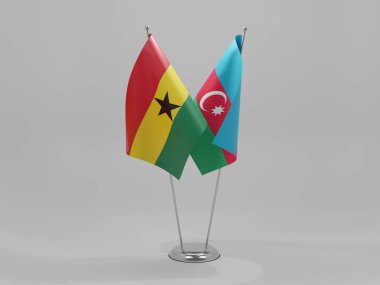 Azerbaycan - Gana İşbirliği Bayrakları, Beyaz Arkaplan - 3D Render