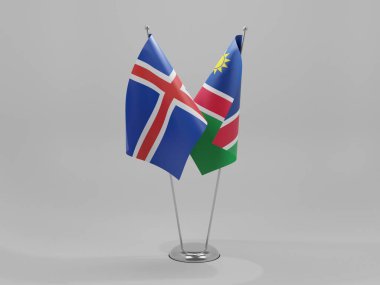 Namibya - İzlanda İşbirliği Bayrakları, Beyaz Arkaplan - 3B Yapılandırma