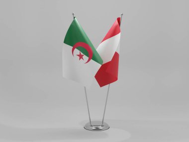Peru - Cezayir İşbirliği Bayrakları, Beyaz Arkaplan - 3D Render