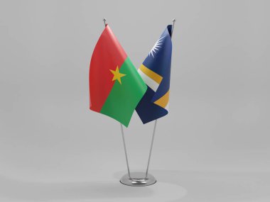 Marshall Adaları - Burkina Faso İşbirliği Bayrakları, Beyaz Arkaplan - 3D Render