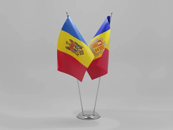 Andorra Moldova Banderas Cooperación Fondo Blanco Render — Foto de Stock