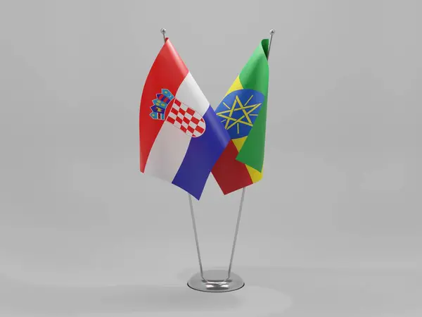 Ethiopia Croatia Cooperation Flags White Background Render — Stock Photo, Image