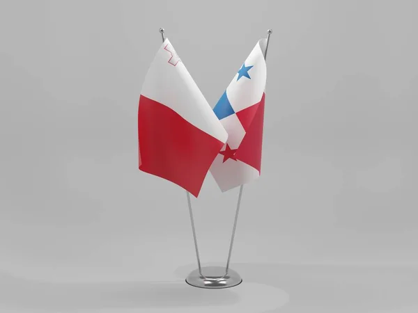 Panama Malta Kooperationsflaggen Weißer Hintergrund Render — Stockfoto