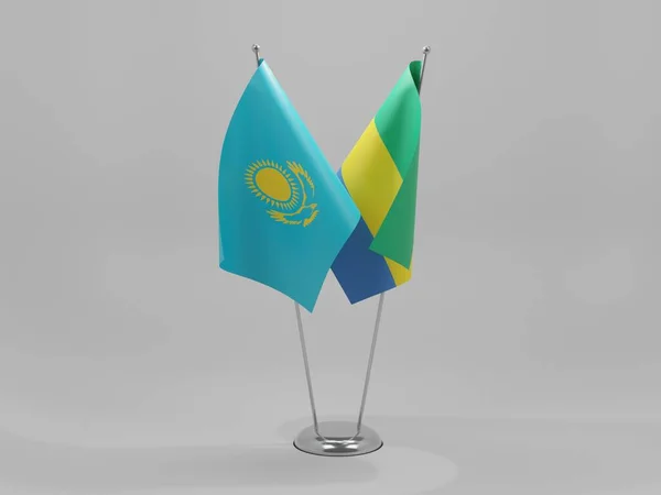 Gabon Samenwerkingsvlaggen Kazachstan Witte Achtergrond Render — Stockfoto