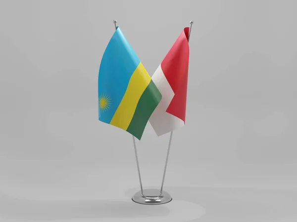 Ινδονησία Ρουάντα Σημαίες Συνεργασίας Λευκό Φόντο Render — Φωτογραφία Αρχείου