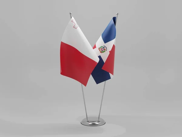 Dominikana Malta Flagi Współpracy Białe Tło Render — Zdjęcie stockowe