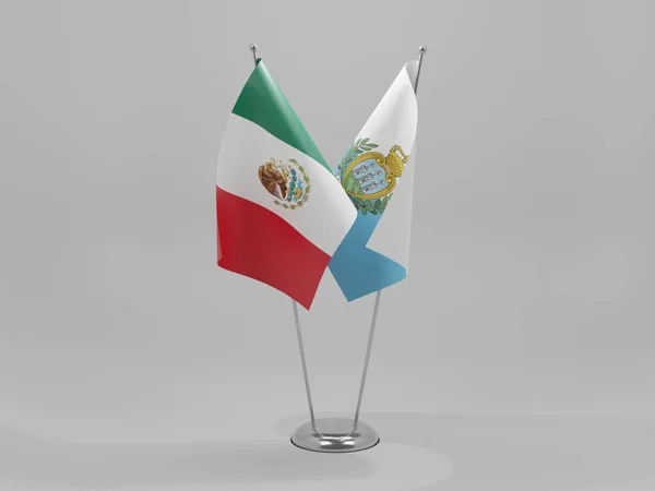 San Marino Banderas Cooperación México Fondo Blanco Render — Foto de Stock
