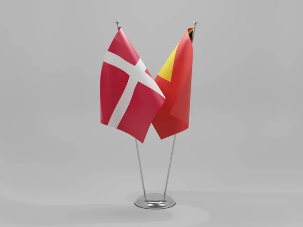 Timor Oriental Banderas Cooperación Dinamarca Fondo Blanco Render — Foto de Stock