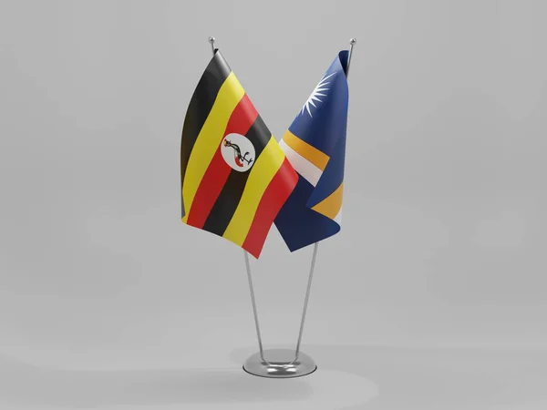 Isole Marshall Bandiere Cooperazione Uganda Sfondo Bianco Render — Foto Stock