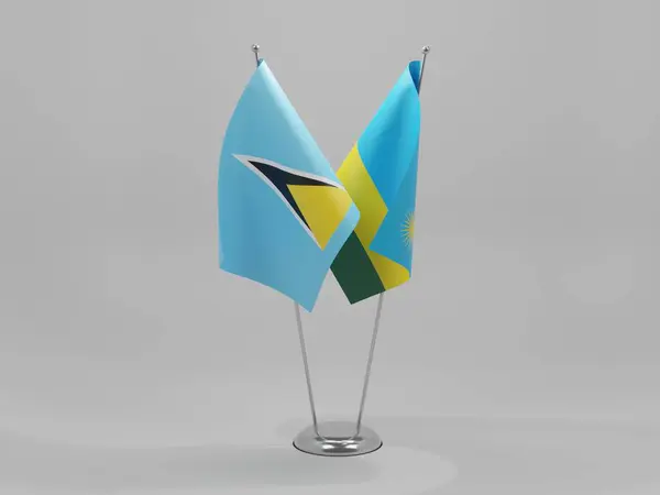 르완다 Saint Lucia Cooperation Flags White Background Render — 스톡 사진