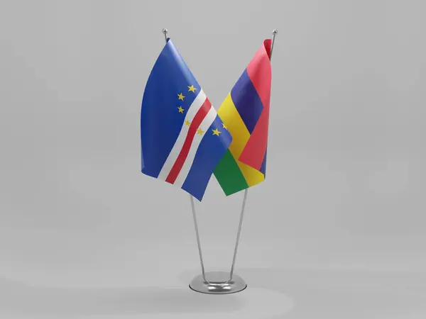 Mauritius Cape Verde Cooperation Flags White Background Render — Stock Photo, Image