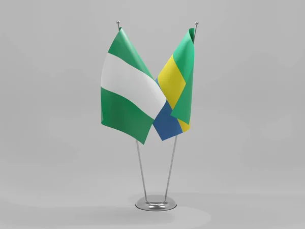 Gabon Nigeria Cooperation Flags White Background Render — Stock Photo, Image