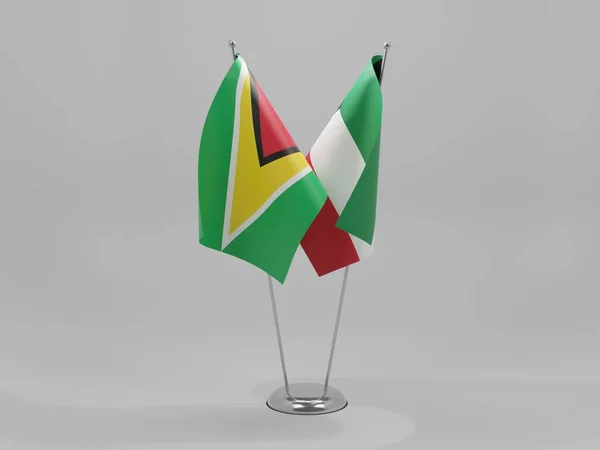 Kuwait Guyana Cooperation Flags White Background Render — стокове фото