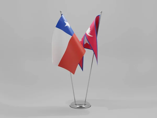 Nepal Chile Kooperationsfahnen Weißer Hintergrund Render — Stockfoto