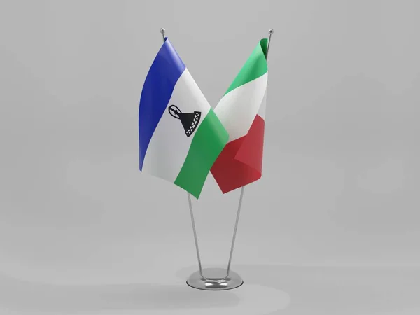 Ιταλία Σημαίες Συνεργασίας Λεσότο Λευκό Φόντο Render — Φωτογραφία Αρχείου