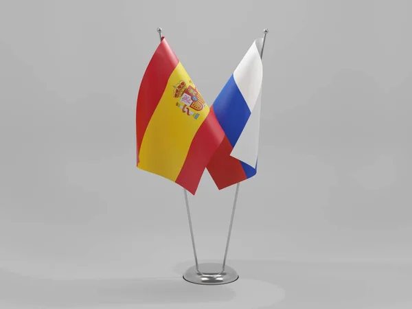 Russie Drapeaux Coopération Espagne Fond Blanc Render — Photo