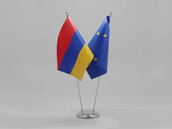 Europäische Union Armenien Kooperationsfahnen Weißer Hintergrund Render — Stockfoto