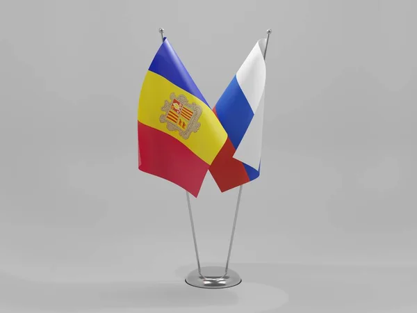 러시아 Andorra Cooperation Flags White Background Render — 스톡 사진