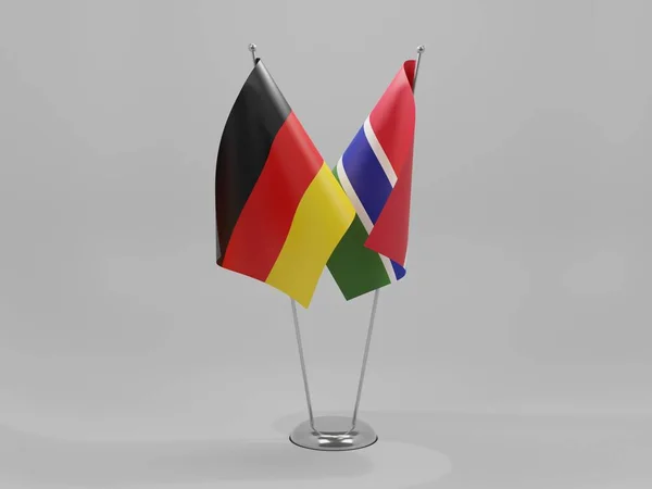 Gambia Alemania Banderas Cooperación Fondo Blanco Render —  Fotos de Stock