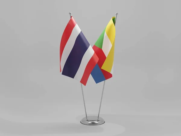 Comoros Thailand Cooperation Flags White Background Render — стокове фото