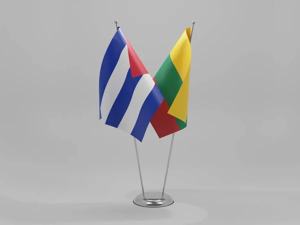 Lituania Banderas Cooperación Con Cuba Fondo Blanco Render — Foto de Stock