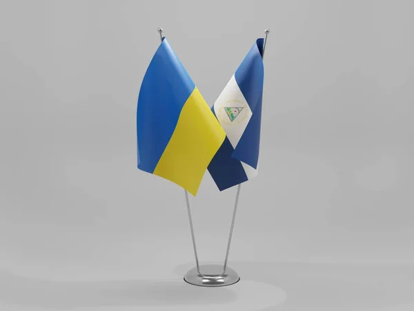 Нікарагуа Україна Прапори Співпраці Білий Фон Рендер — стокове фото