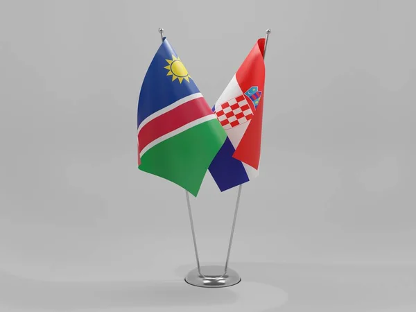 Chorvatsko Namibie Vlajky Spolupráce Bílé Pozadí Render — Stock fotografie