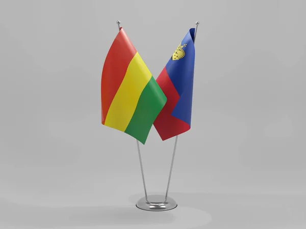 Liechtenstein Bolívia Együttműködési Zászlók Fehér Háttér Render — Stock Fotó