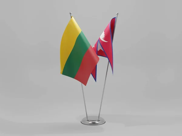 Drapeaux Coopération Népal Lituanie Fond Blanc Render — Photo