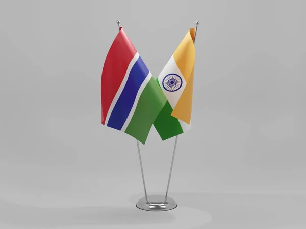 India Gambia Cooperation Flags White Background Render — Stock Photo, Image
