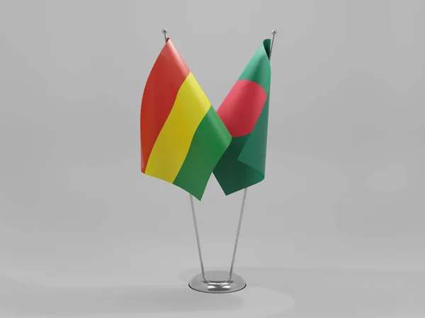 Bangladesh Banderas Cooperación Bolivia Fondo Blanco Render —  Fotos de Stock